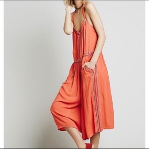Free people orange/coral jumpsuit